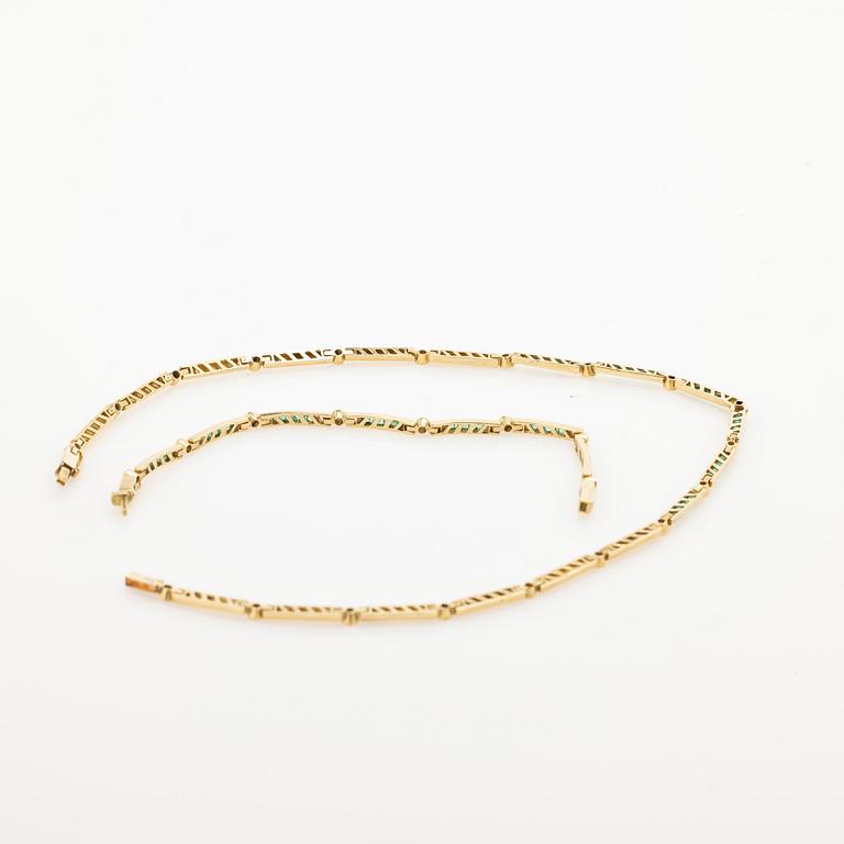 Necklace and bracelet, 18K, Old Orient.