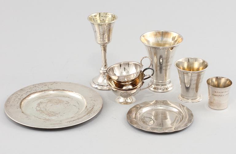 PARTI SILVER, 9 delar, Sverige, 1800-tal respektive 1900-tal. Vikt 430 g.