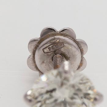 Earrings, brilliant cut diamonds 1.50 ct / each, 18K white gold.