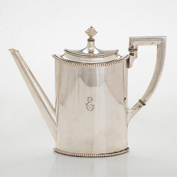An early 20th century 4- piece sterling silver empire coffee set, C.G. Hallbergs Guldsmeds AB, Stockholm.