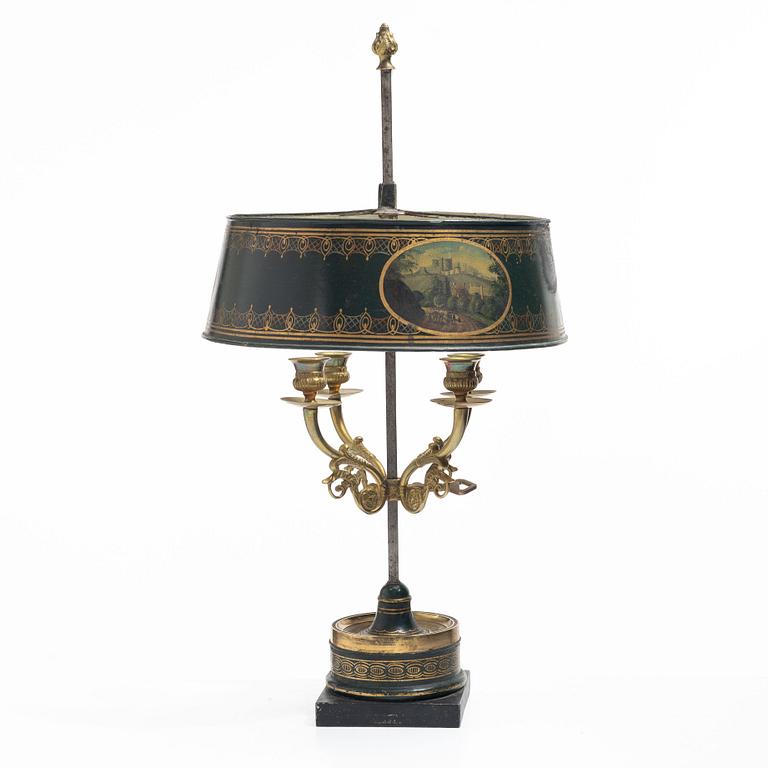 Bordslampa, sk bouillottelampa, 1800-tal.