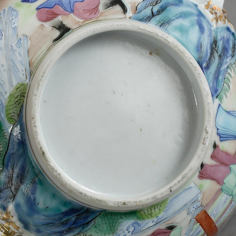 SKÅL MED LOCK, porslin, Kina, Kanton, 1800-tal.