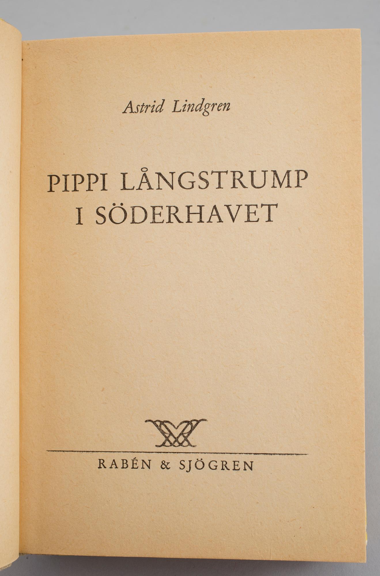 ASTRID LINDGREN, 3 böcker om Pippi Långstrump. Rabén & Sjögren, Stockholm 1946-48.