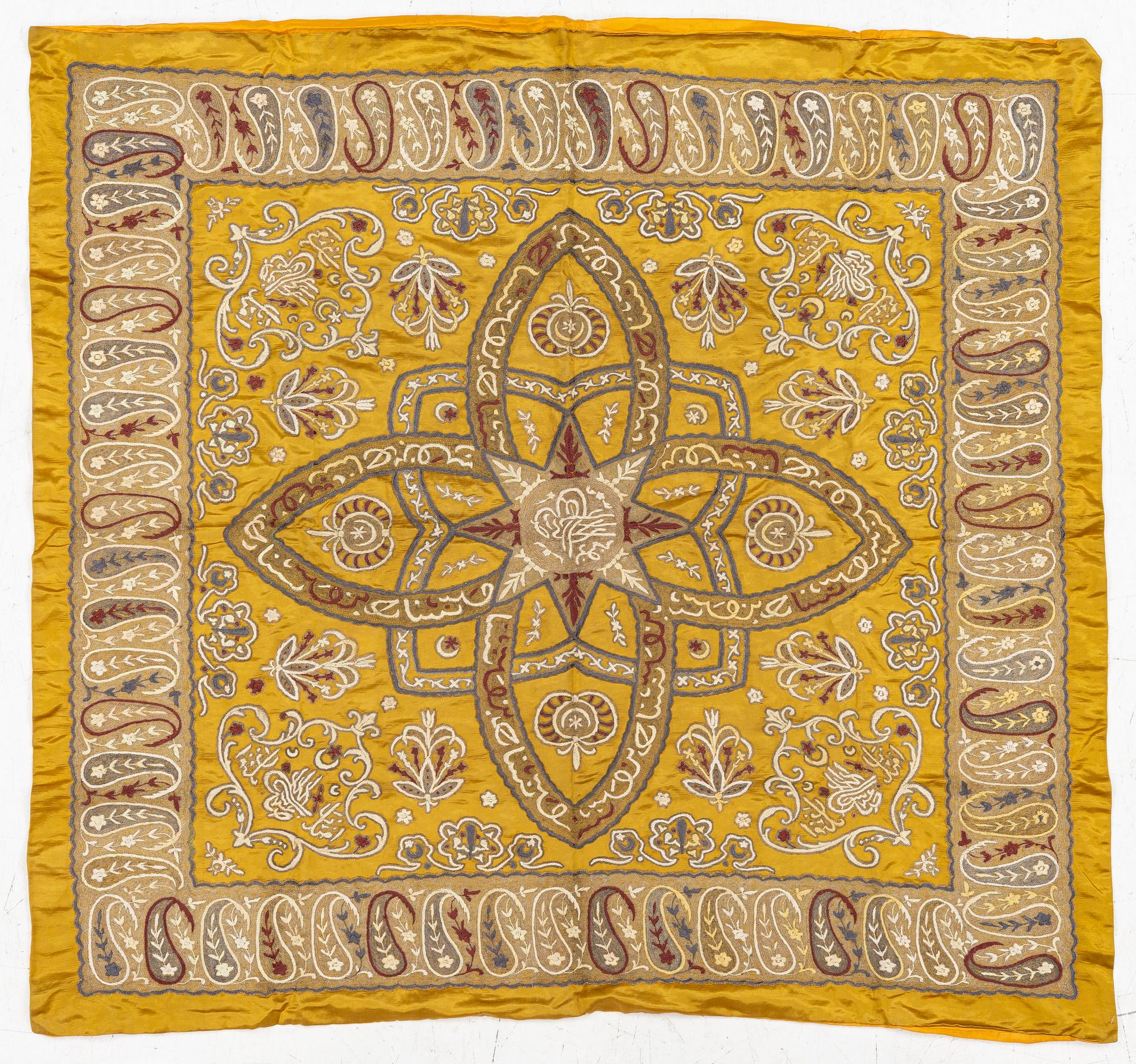 A silk an metal Shawl, c. 124 x 117 cm, Turkey, first half of the 20th century.