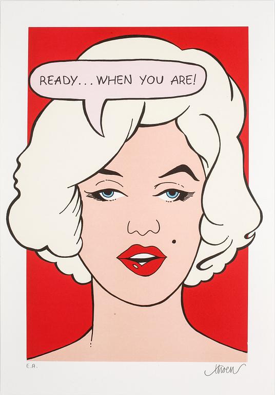PETTER THOEN, "Ready...when you are!", offsetlitografi, signerat provtryck.