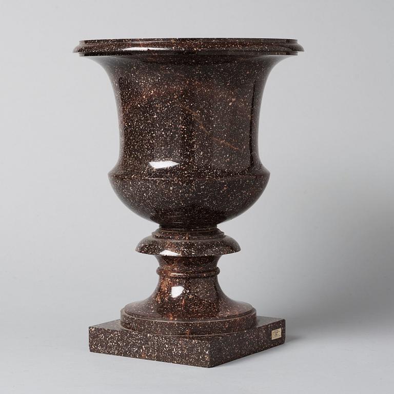 A Swedish Empire 19th century porphyry urn.