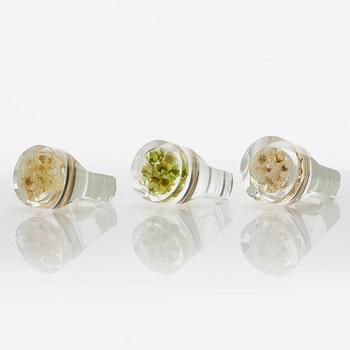Siv Lagerström, three rings, acrylic plastic. Engraved works from the 1970s.