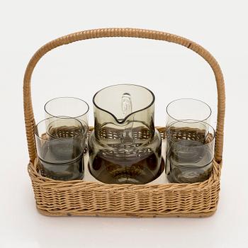 Saara Hopea, a 9-piece juice set, Nuutajärvi, Notsjö. Model designed in 1954.