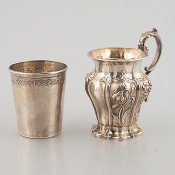 A set of five silver items, including Kemp Brothers, London, England 1895.