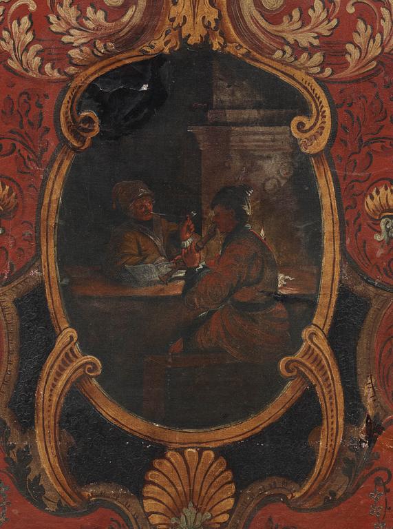 VIKSKÄRM, 4 delar, 1700-/1800-tal. Olja på duk.