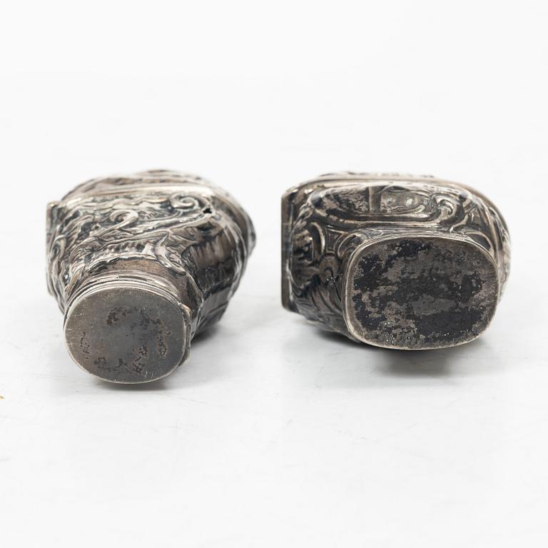 Rokoko, Two silver snuff boxes, Northern Europe, 18th century.