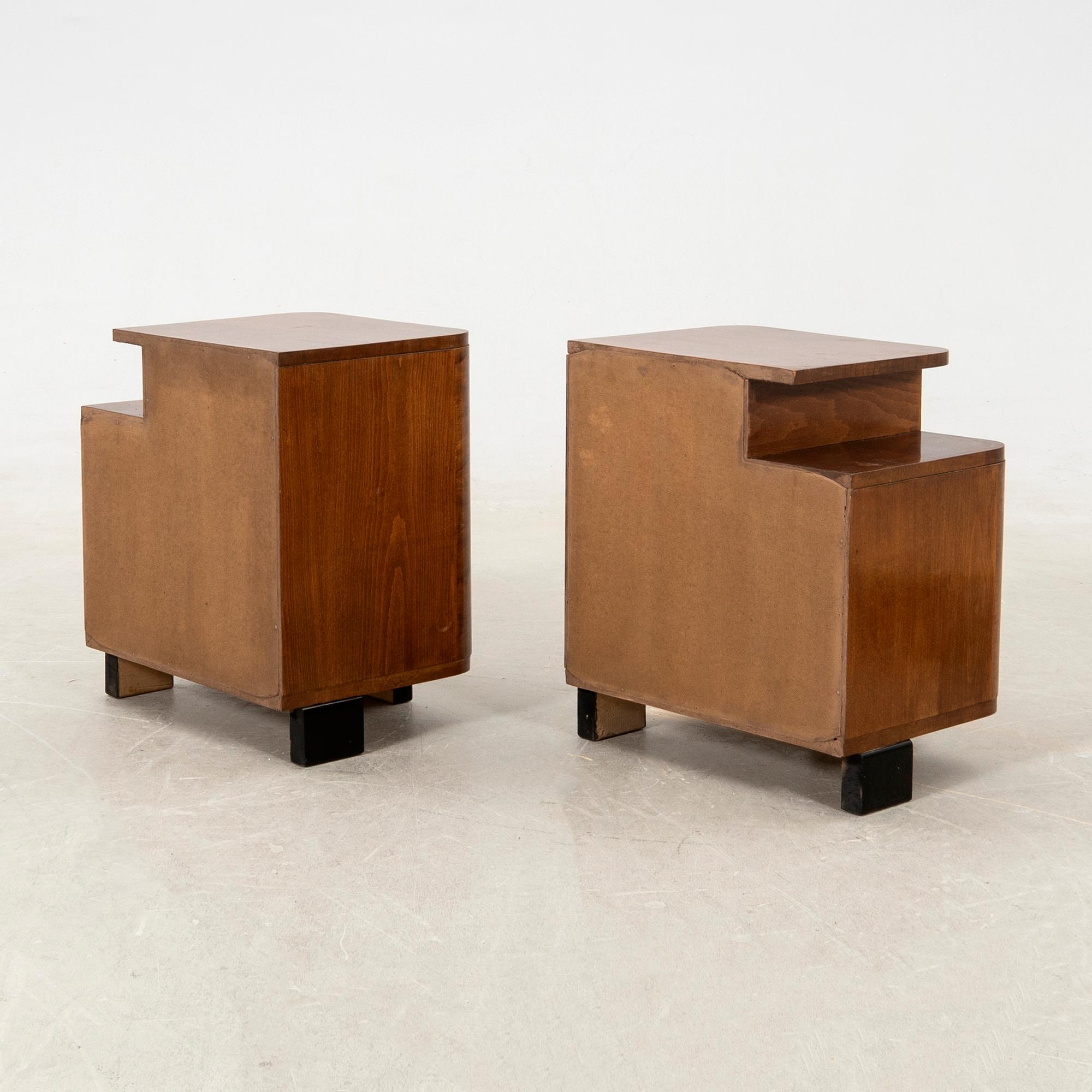 Bedside tables, a pair, Art Deco style, late 20th century.