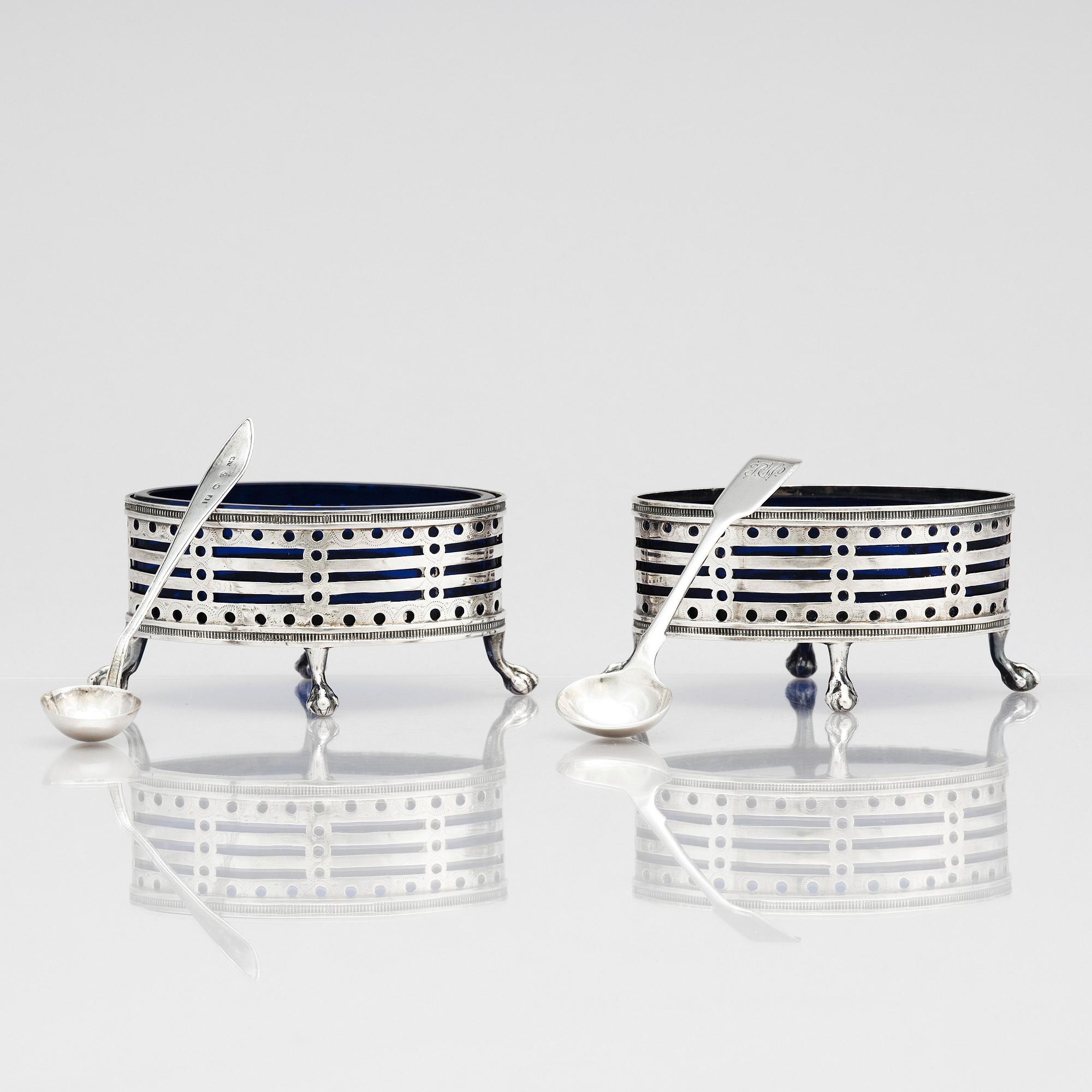 Petter Eneroth, a pair of salt cellars, Stockholm, 1795.
