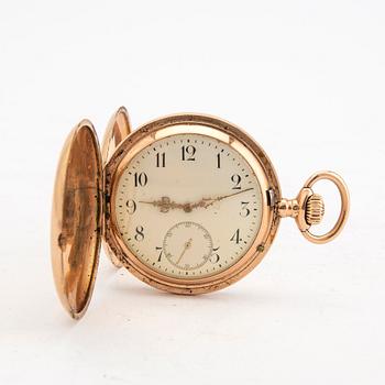 Pocket watch Glashütter Uhrenfabrik Union, 14 K gold weight in total 101 grams.