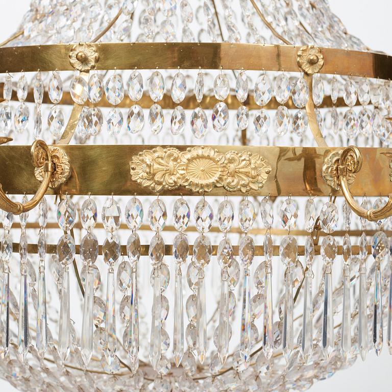 A Swedish Empire 19th century eight-light chandelier.