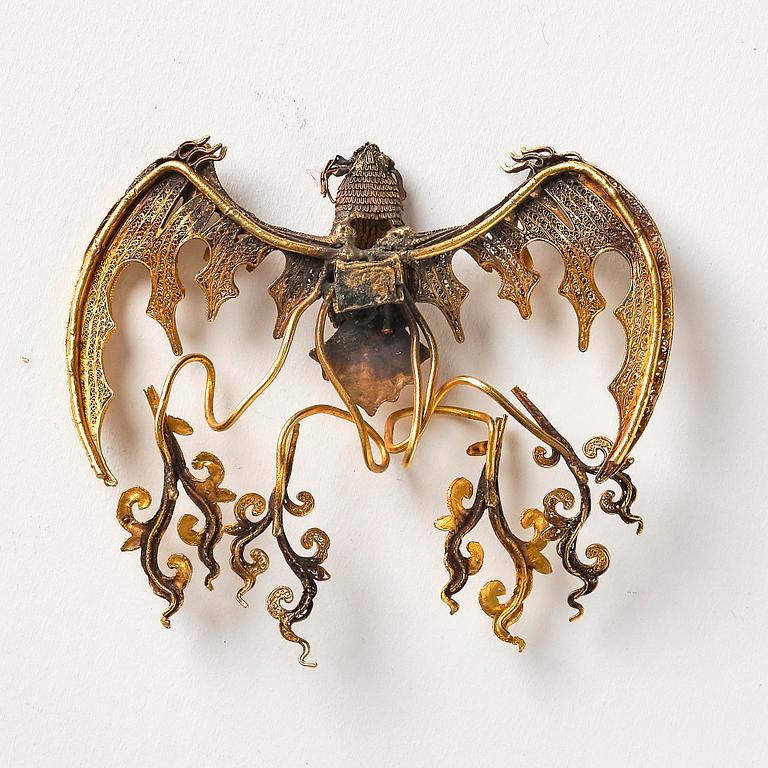 Hårdekoration, filigranarbete, guld. Qingdynastin, Qianlong (1736-95).