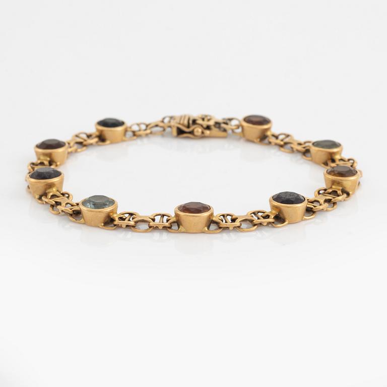 18K gold and coloured stones bracelet.