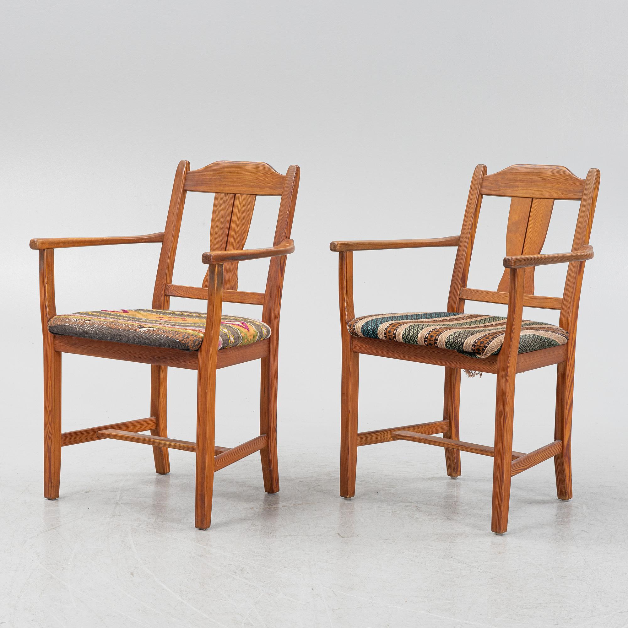 Carl Malmsten,  a pair of pine armchairs, second half of the 20th century.