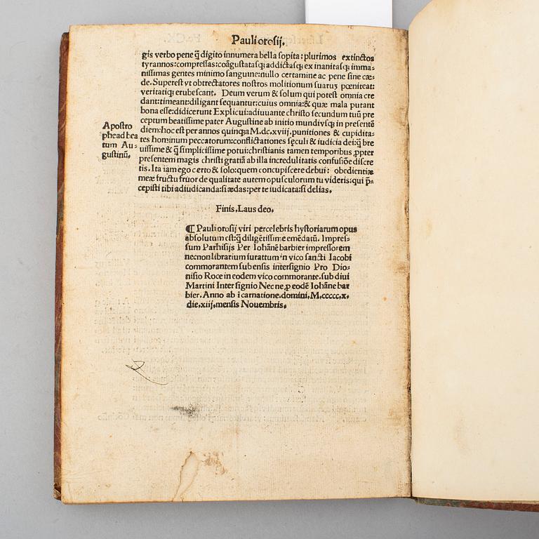 BOK, Early Paris edition of Orosius, 1510.