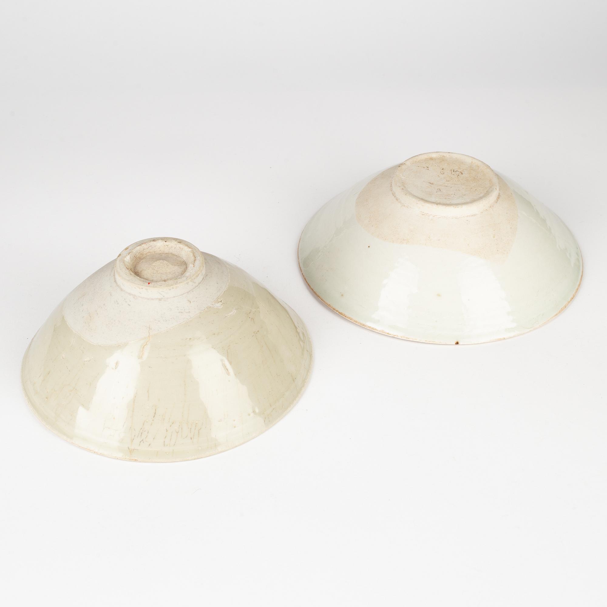 Two qingbai bowls, Song/Yuan dynasty.