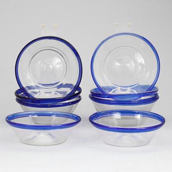 FILBUNKSSKÅLAR, glas, 9 st, 1800-/1900-tal.