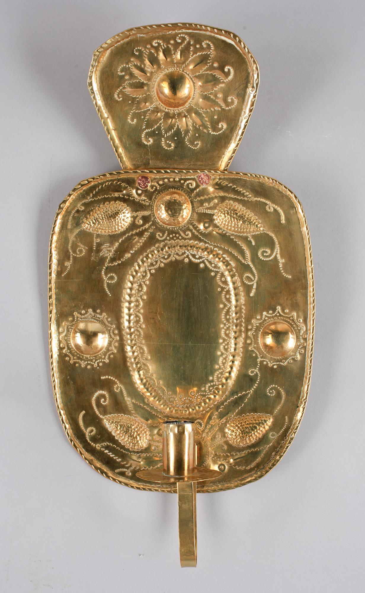 LJUSPLÅTAR, ett par, mässing, barockstil, 1800/1900-tal.