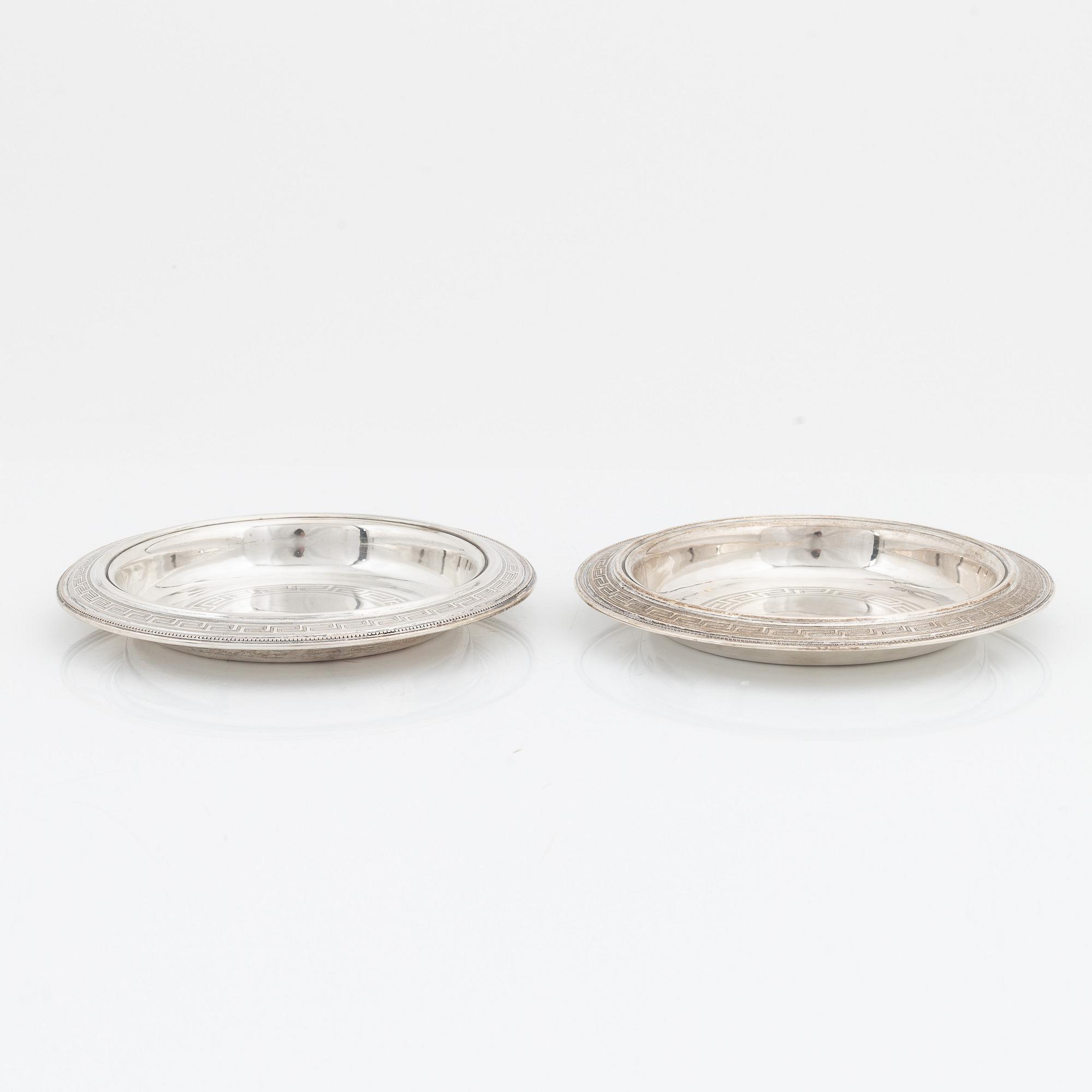 Carl Johan Grönvall, coasters, ett par, silver, Stockholm 1878.