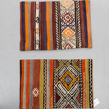 6 Anatolian kilim pillows, around 60 x 40 cm.