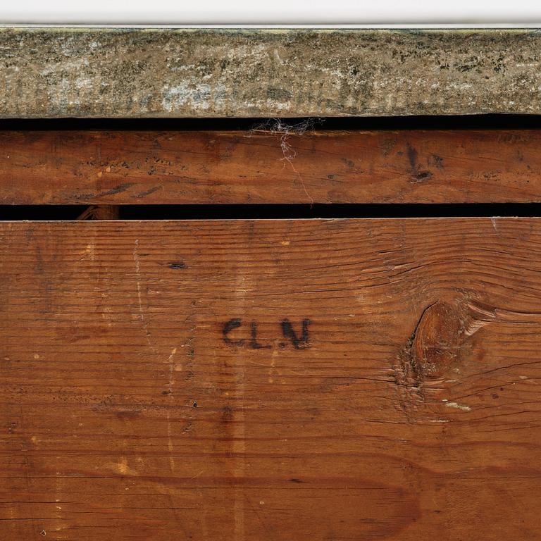 A Swedish rococo parquetry commode by C. Linning (master in Stockholm 1744-79).