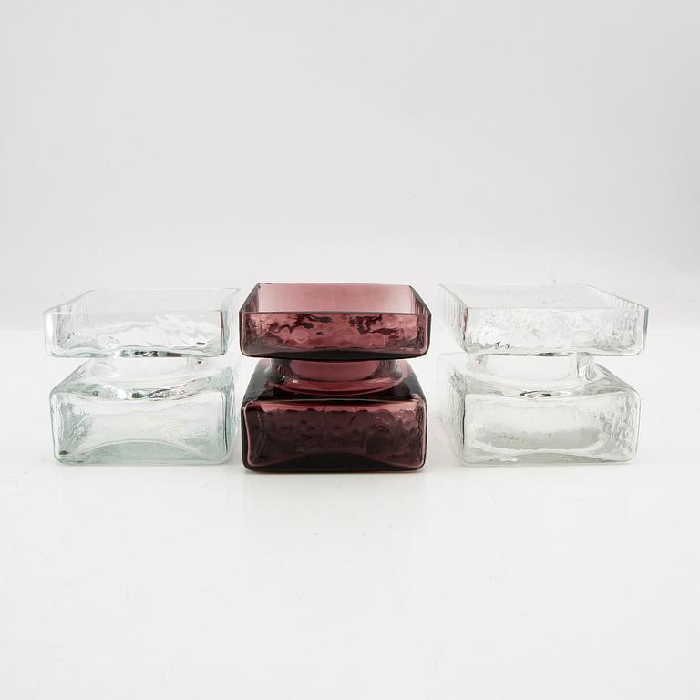 Helena Tynell, vases 9 pcs "Pala" Riihimäki Glass, designed in 1964.