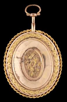 BOETT / MEDALJONG, mässing med camé, 1700/1800-tal.