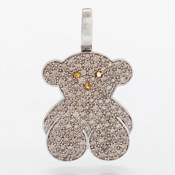 TOUS, an 18K white gold pendant in the form of a teddy bear with brownish diamonds total ca 1.09 ct, Spain.