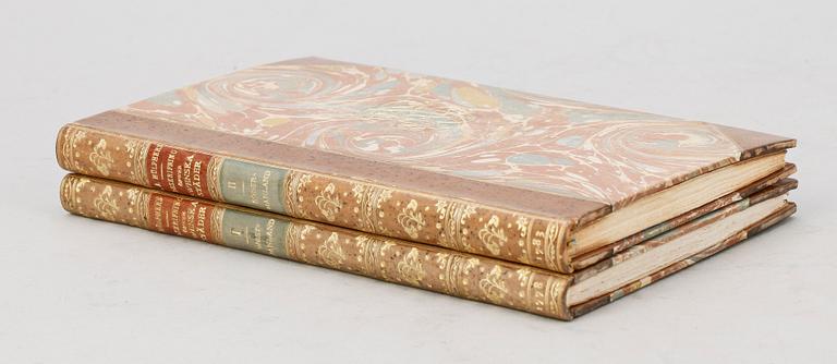BOKVERK, I-II, "Samling til korta Beskrifningar öfwer Swenska städer" av Abraham Abrahamsson hülphers, 1778 resp 1783.