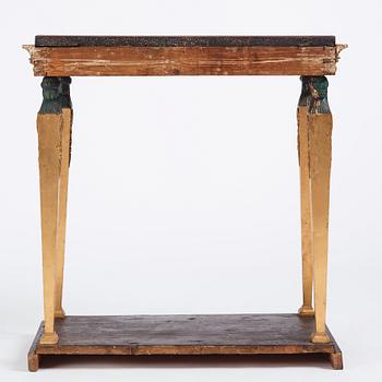 A gilt wood late Gustavian console table, circa 1800.