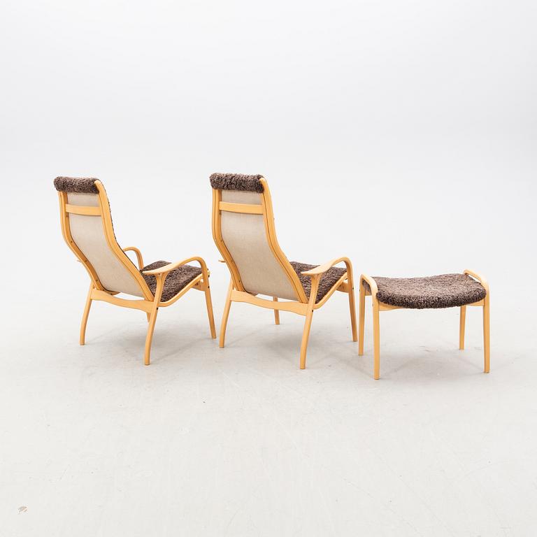 Yngve Ekström, ett par fåtöljer, en fotpall, "Lamino", Swedese.