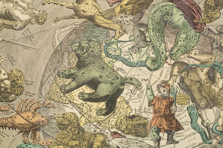 KARTOR, 4 st, efter Andreas Cellarius, "Harmonia Macrocosmica", 1900-talets andra hälft.