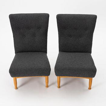 Elias Svedberg, a pair of easy chairs. Swedish Modern, Nordiska Kompaniet 1940s.