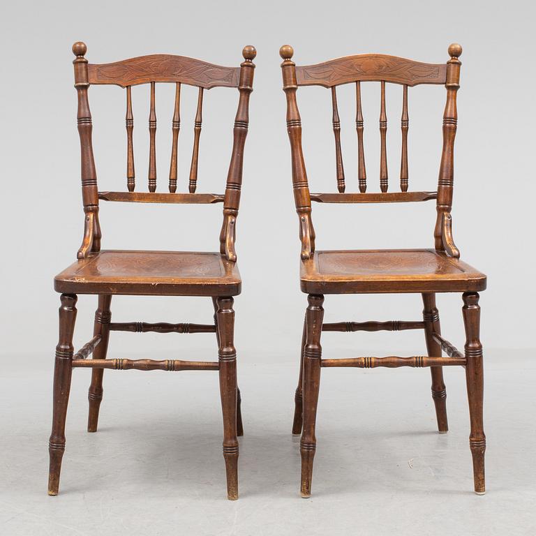 A pair of early 20th century, Jugend chairs.