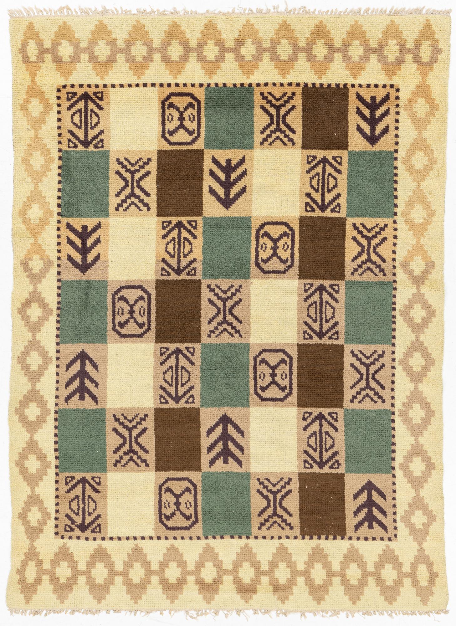 A Swedish knotted pile carpet, c 243 x 175 cm.