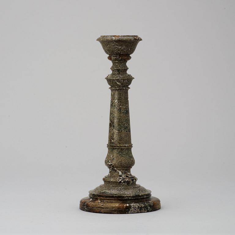 A Swedish  19th century green marble candlestick.