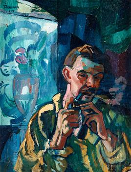 925. Axel Törneman, Autoportrait with pipe.