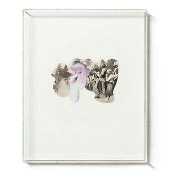 ANNIKA VON HAUSSWOLFF, collage on panel mounted in plexi box signed and dated 98 on verso.