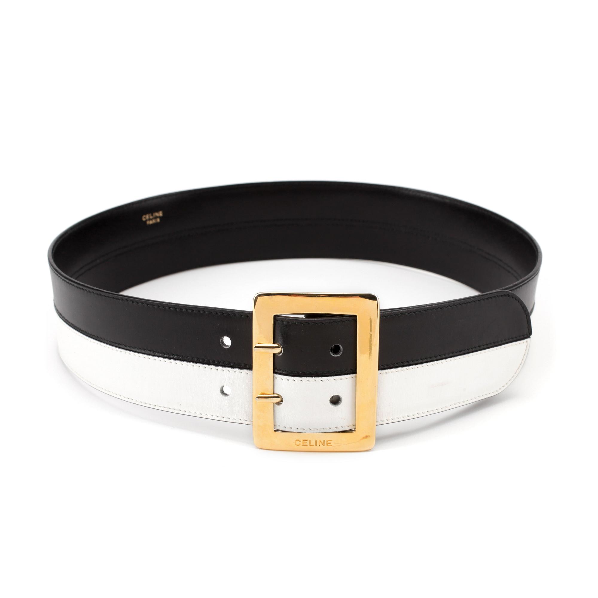 CÉLINE, a striped leather belt.