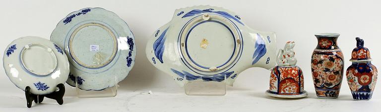 PARTI PORSLIN, 6 delar. Imari Japan, 1800/1900-tal.