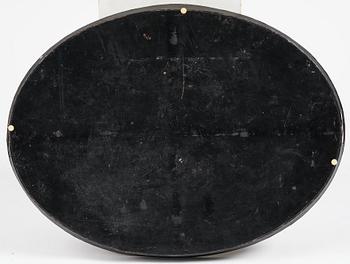 A tole-peinte Empire tray, first part 19th century on a later stand.