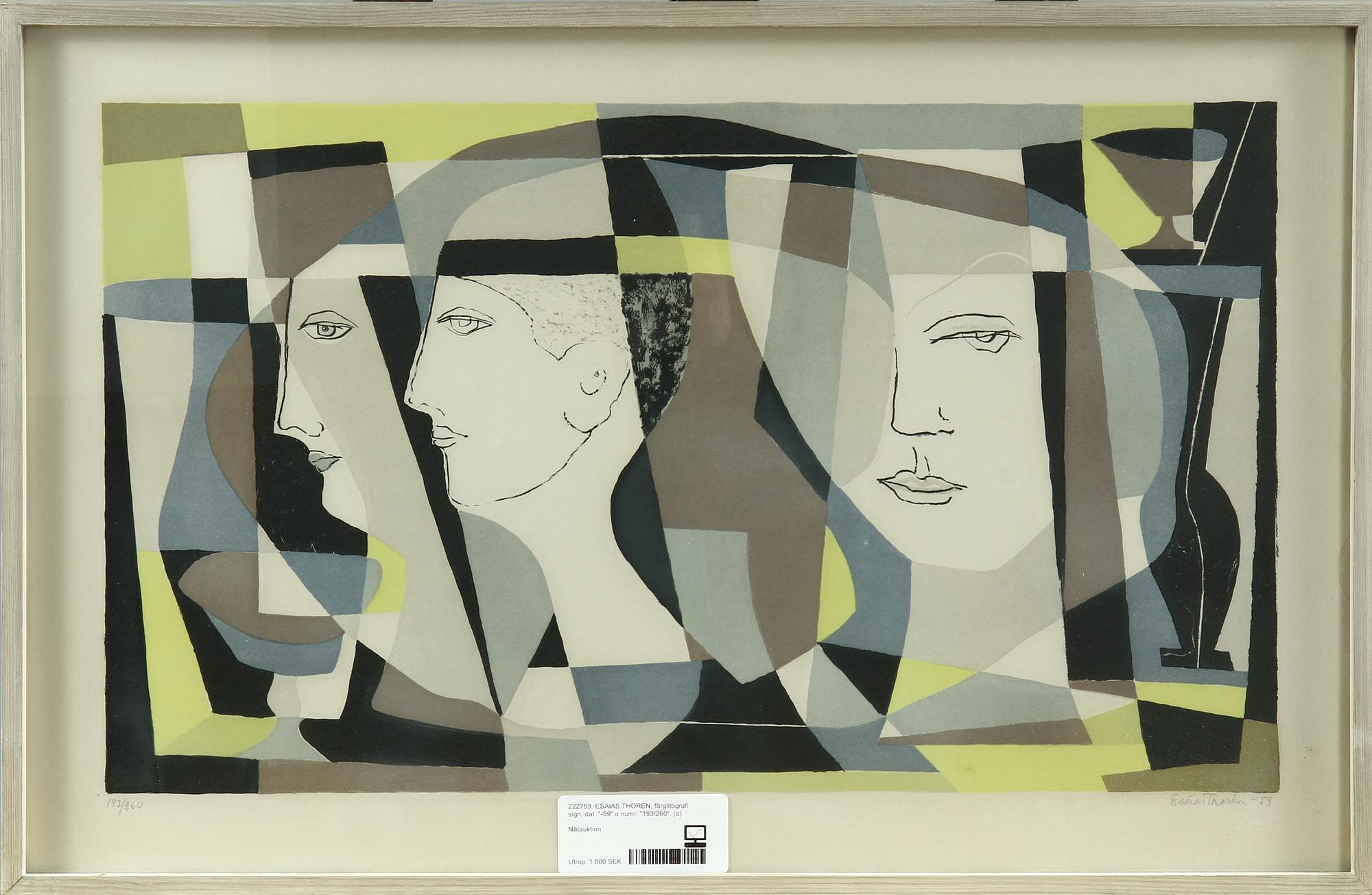 ESAIAS THORÉN, färglitografi, sign. dat. "-59" o numr. "193/260".