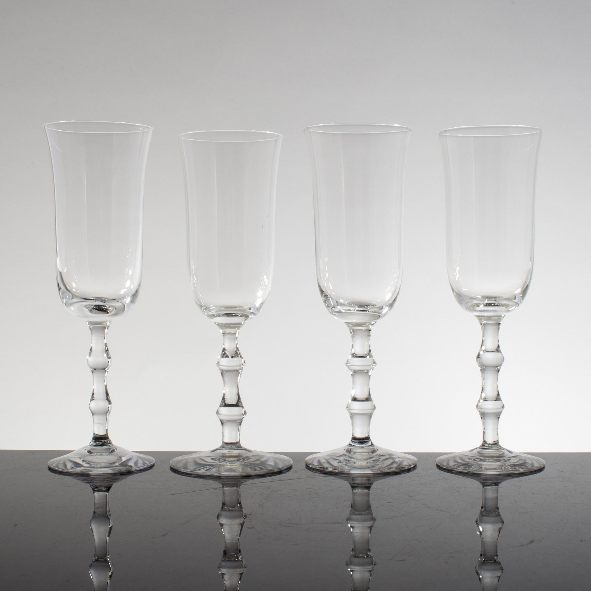 SIMON GATE, champagneglas, 12 st , "Salut", Orrefors Sandvik, 1900-tal.