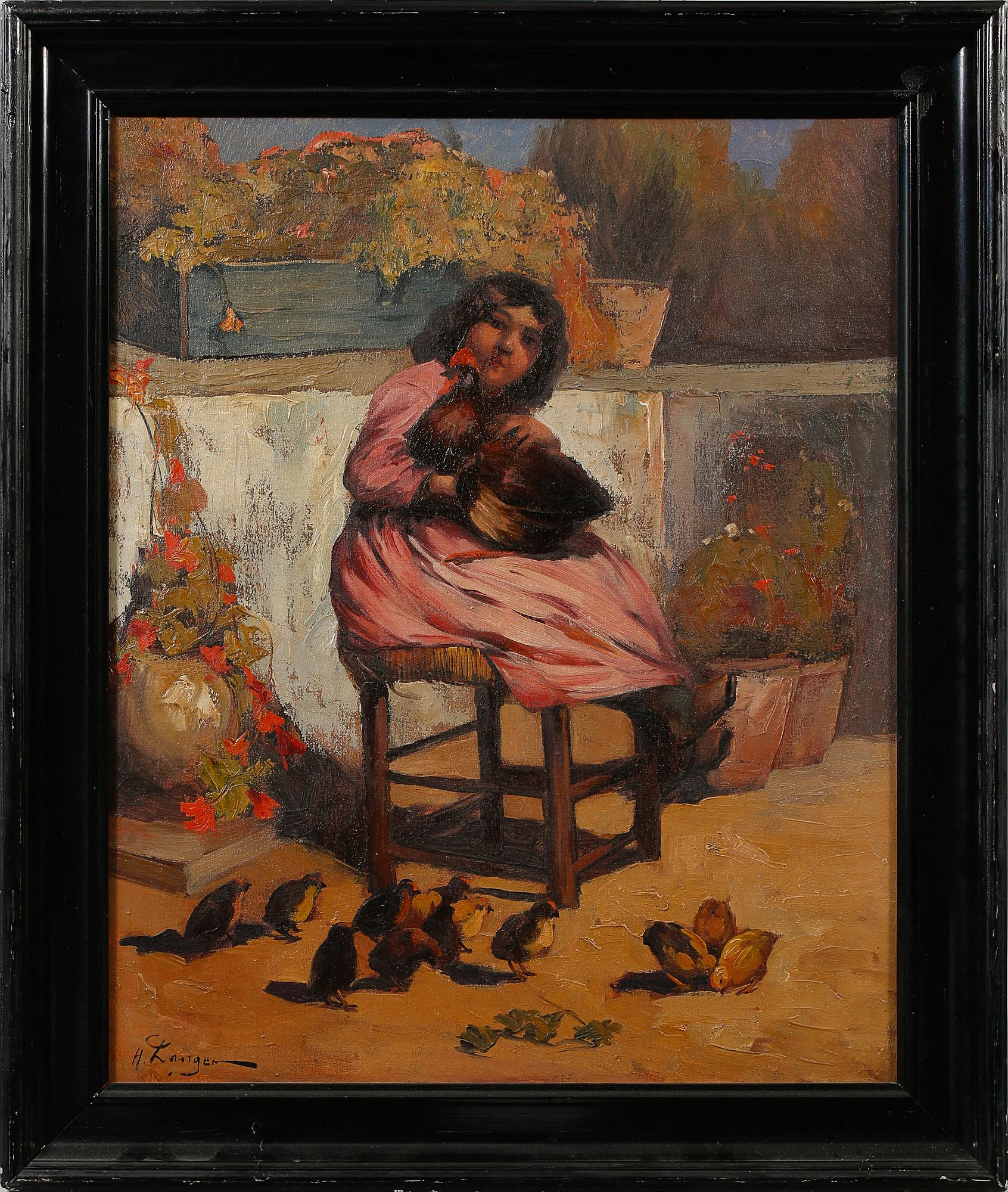 OKÄND KONSTNÄR, olja på duk, H Langer, 1900-talets första hälft.
