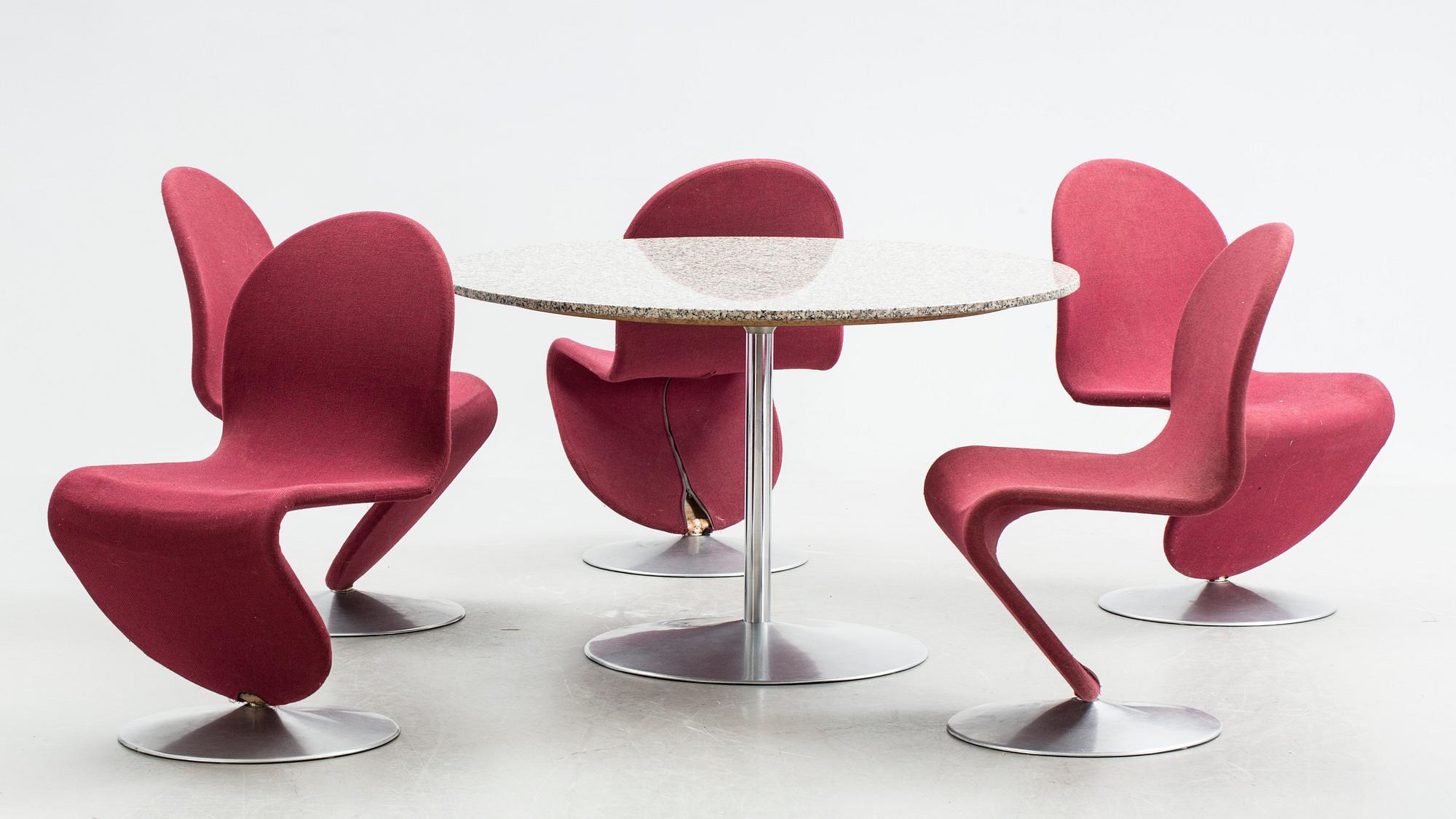 MATGRUPP, 6 delar, Verner Panton för Fritz Hanzen. 1970-tal.