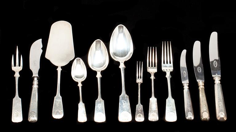 BESTICKUPPSÄTTNING, 84 delar, silver, Snäckmodell, Finland, 1900-tal.